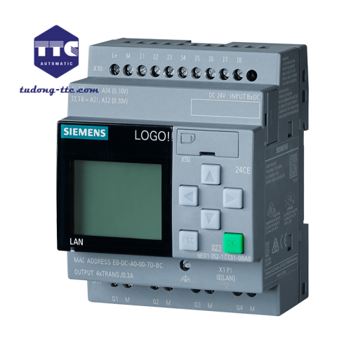 6ED1052-1CC08-0BA1 | LOGO! 24CE logic module display PS/I/O: 24 V/24 V/24 V trans